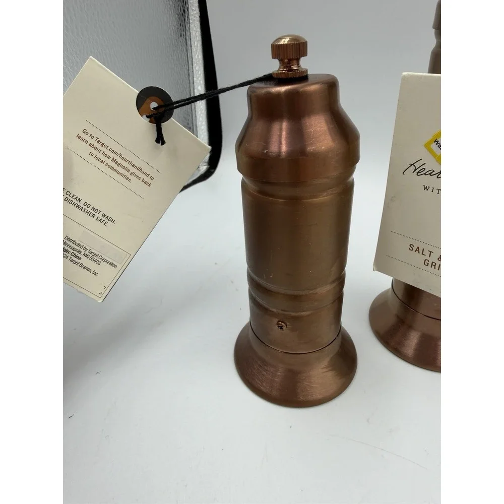 Pair Hearth & Hand With Magnolia Salt & Pepper Copper Finish Crank Grinders NWT - Picture 5 of 16